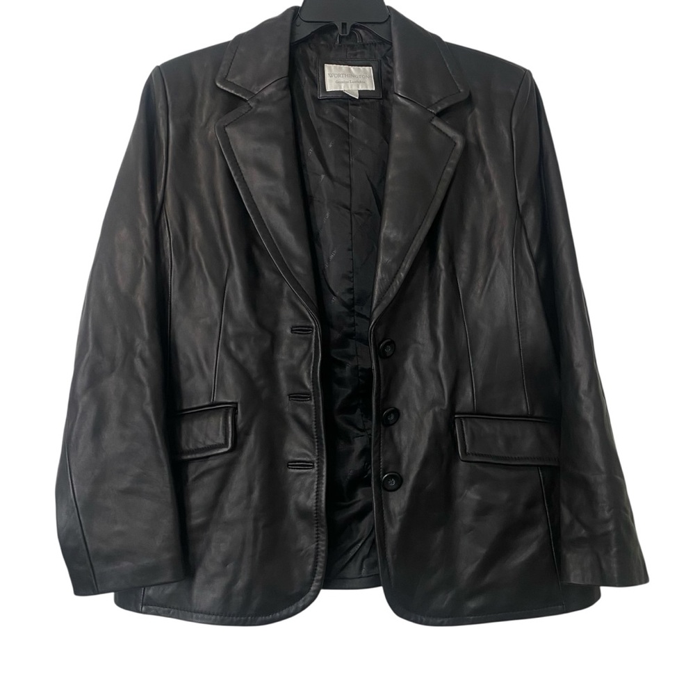 Worthington Genuine Lambskin Black Blazer Size Large Polished Buttery Soft